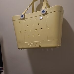 Simply Southern Solid Turtle Sun Yellow Beach Waterproof Washable Large Tote Bag